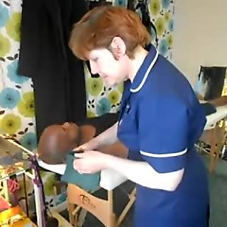 Fucking a large dark pecker by the nurse